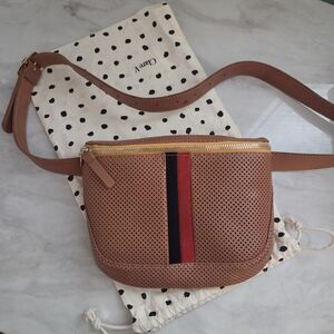 Clare V. Perforated Brown Leather Fanny Pack Belt Bag